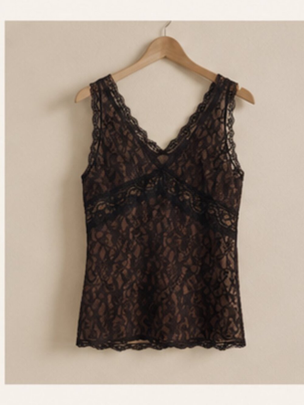 Vintage Flexees Lace Top Romantic Noir Y2K Sheer Camisole Espresso Brown